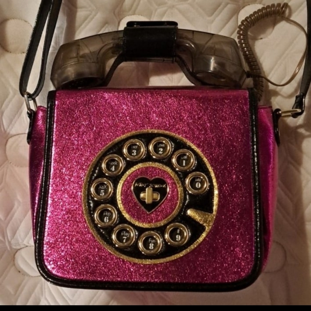 Betsey Johnson Kitsch Off The Hook Hotline Call Me Baby Phone Crossbody Bag Pink - Picture 11 of 15